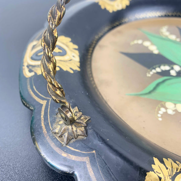 Victorian Papier Mache Tray with Twisted Metal Handle