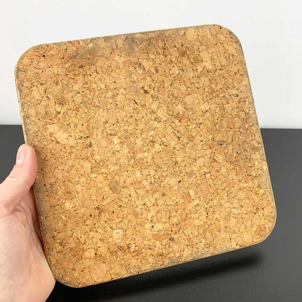 Thatched cottage village scene tile trivet with cork surround