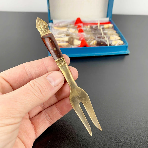 Nickel bronze and rosewood appetiser forks - Set of 6