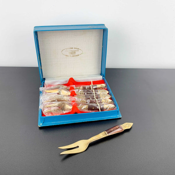 Nickel bronze and rosewood appetiser forks - Set of 6
