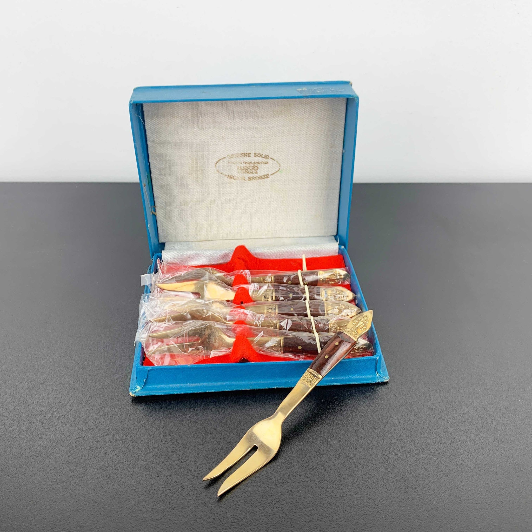 Nickel bronze and rosewood appetiser forks - Set of 6