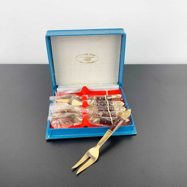 Nickel bronze and rosewood appetiser forks - Set of 6