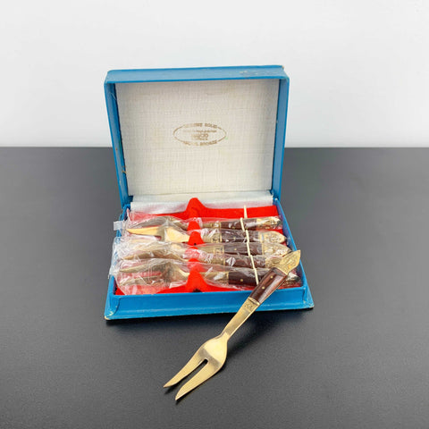 Nickel bronze and rosewood appetiser forks - Set of 6