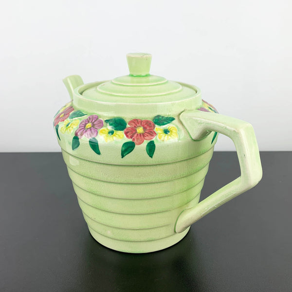 Wade Heath Green Floral Art Deco Teapot