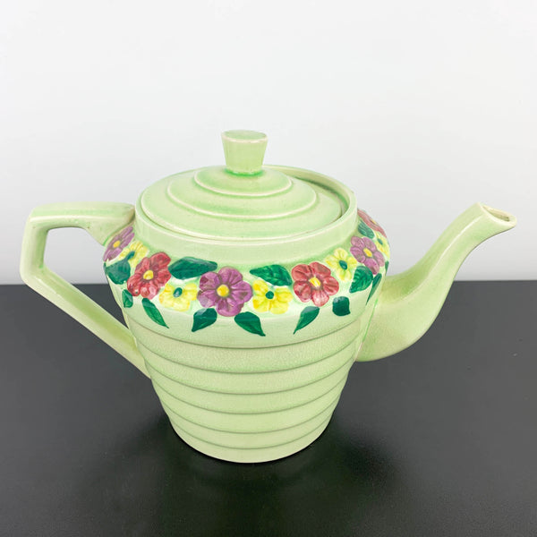 Wade Heath Green Floral Art Deco Teapot