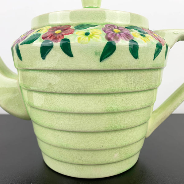 Wade Heath Green Floral Art Deco Teapot