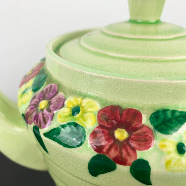 Wade Heath Green Floral Art Deco Teapot