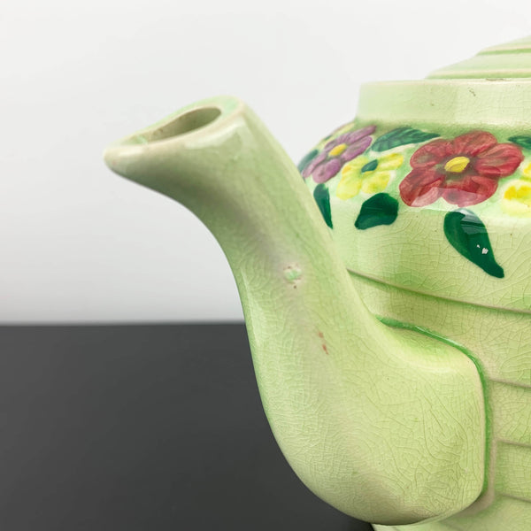 Wade Heath Green Floral Art Deco Teapot