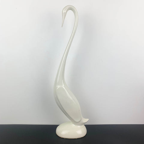 Tall long necked white swan figurine