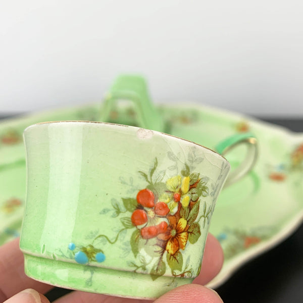 Royal Winton Grimwades 1930s Green Floral Breakfast Set - Complete 6 pieces