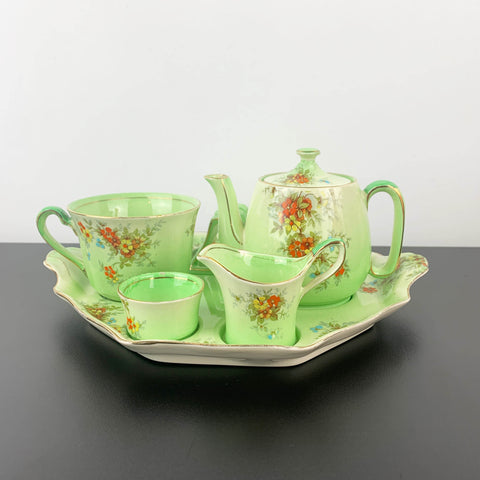 Royal Winton Grimwades 1930s Green Floral Breakfast Set - Complete 6 pieces