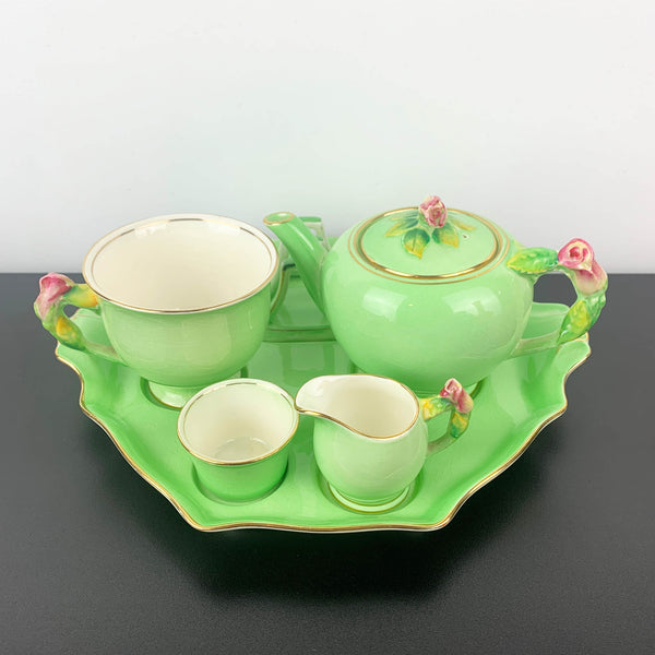 Royal Winton Grimwades 1930s Green Rosebud Breakfast Set - Complete 6 pieces