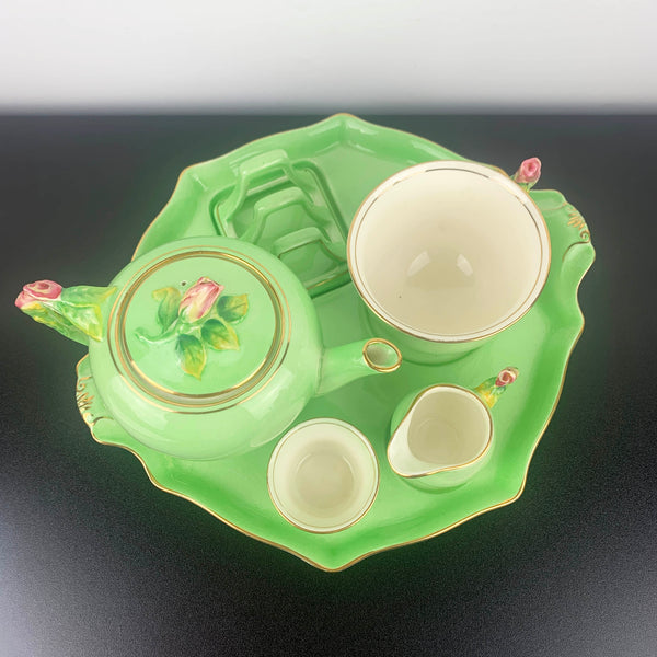 Royal Winton Grimwades 1930s Green Rosebud Breakfast Set - Complete 6 pieces