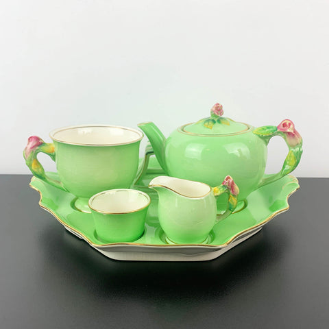 Royal Winton Grimwades 1930s Green Rosebud Breakfast Set - Complete 6 pieces