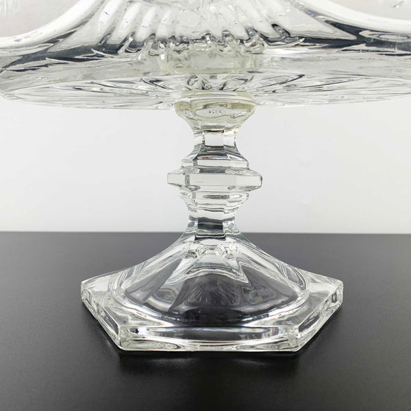Zajecar Crystal large oval pedestal bowl with floral panel detail