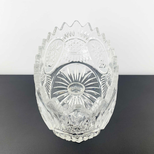 Zajecar Crystal large oval pedestal bowl with floral panel detail
