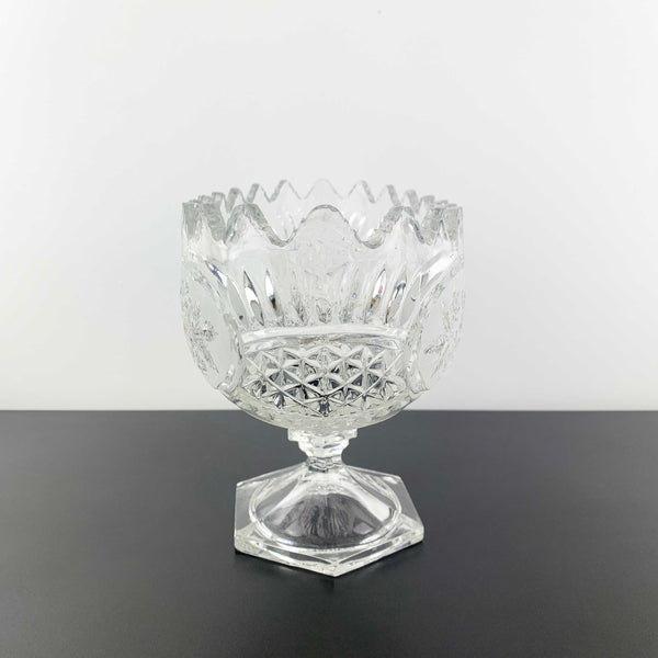 Zajecar Crystal large oval pedestal bowl with floral panel detail