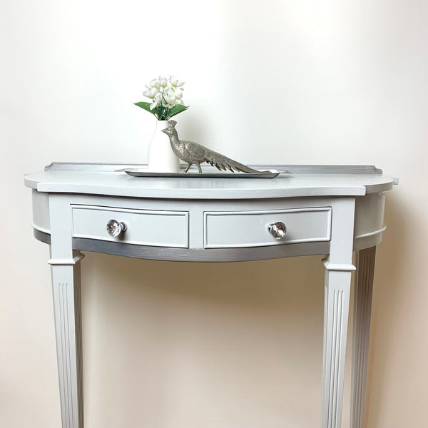 Upcycled Demi Lune Hall Table in Silver